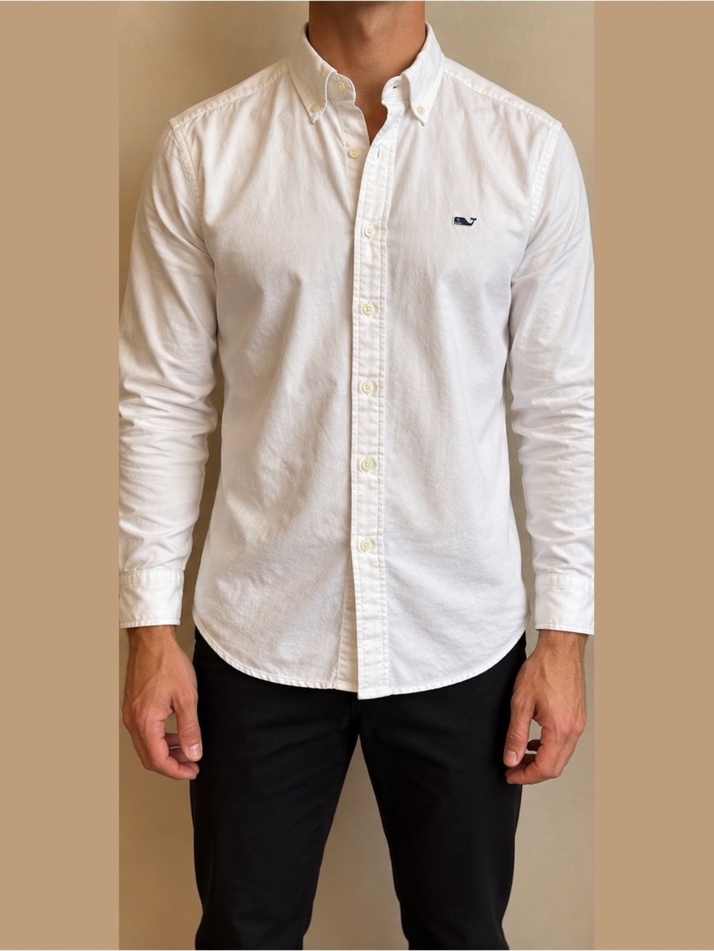 Men’s Vineyard Vines White Long-Sleeve Button-Down Oxford Shirt size S